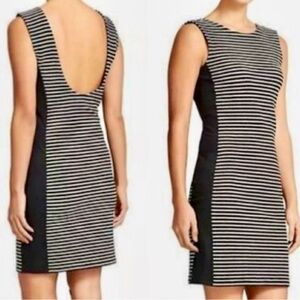 Athleta Mala Black White Striped Low Back Athletic Dress Women's Size S